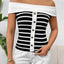 Decorative Button Striped Off-Shoulder Knit Top - Korvel