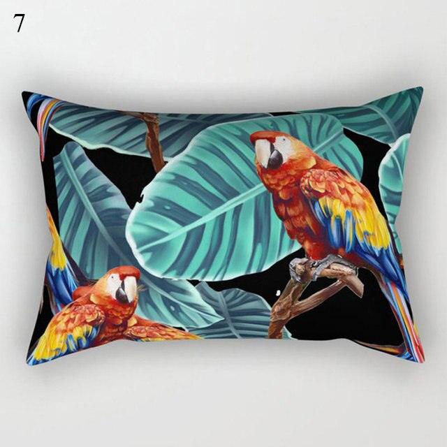 Housse de coussin décorative à motifs tropicaux