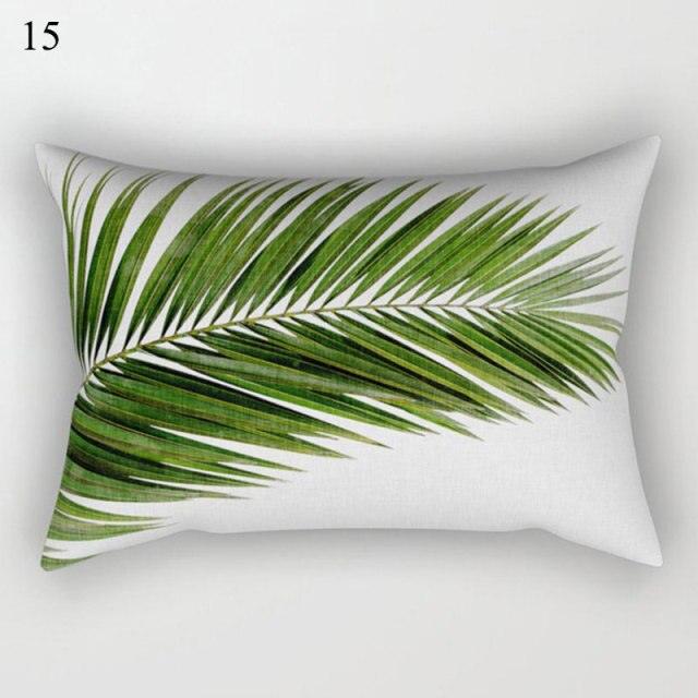 Housse de coussin décorative à motifs tropicaux