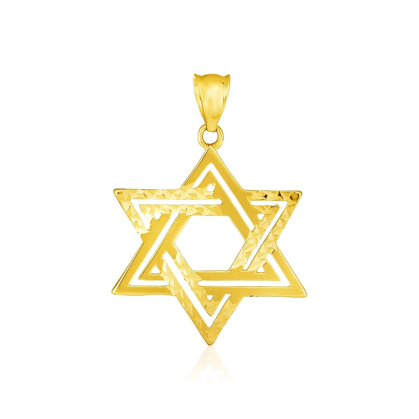 Pendentif Étoile de David Texturé en Or Jaune 14k