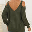 Deep V-neck sexy off shoulder loose pullover sweater for women top - Korvel
