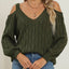 Deep V-neck sexy off shoulder loose pullover sweater for women top - Korvel