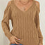 Deep V-neck sexy off shoulder loose pullover sweater for women top - Korvel