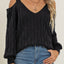 Deep V-neck sexy off shoulder loose pullover sweater for women top - Korvel