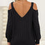 Deep V-neck sexy off shoulder loose pullover sweater for women top - Korvel