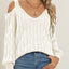 Deep V-neck sexy off shoulder loose pullover sweater for women top - Korvel