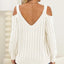 Deep V-neck sexy off shoulder loose pullover sweater for women top - Korvel