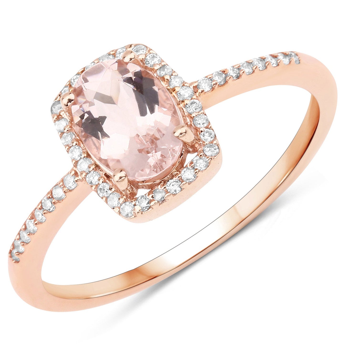 0.82 Carat Morganite and Diamond 14K Rose Gold Engagement Ring