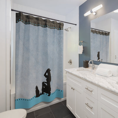 Denim Cat Lady Shower Curtain