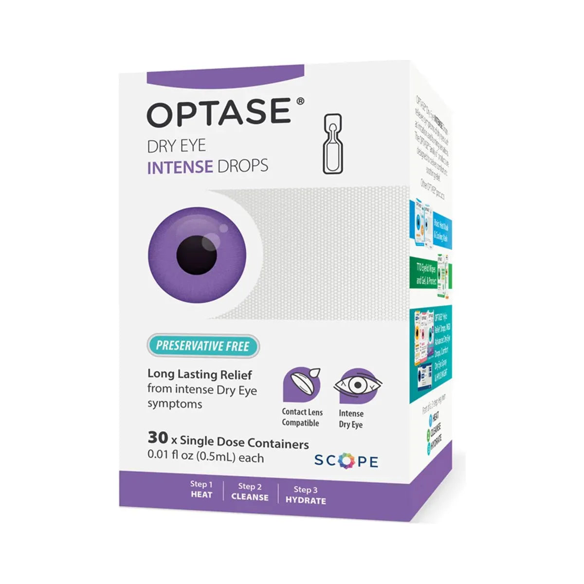 Gouttes Intenses pour Yeux Secs Optase - 30 Contenants à Dose Unique