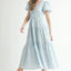 Elegant Eyelet Lace Puff Sleeve Midi Dress for Women
