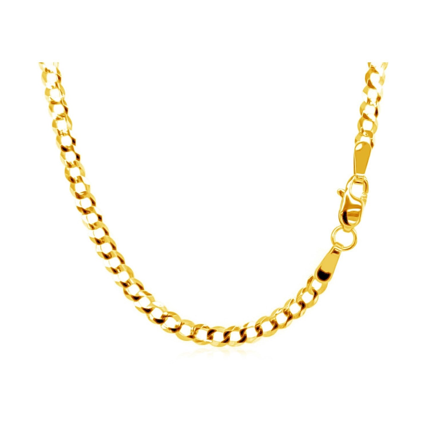 Collar de cadena curb de oro amarillo de 10k de 2.4mm