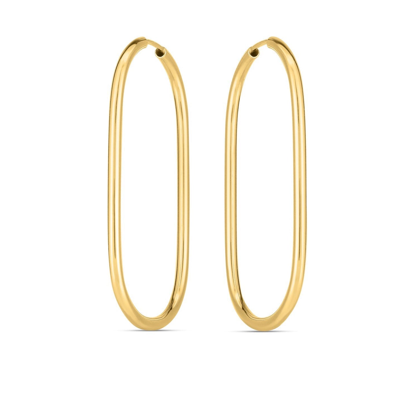 Pendientes de aro grandes de papel clip sin fin de oro amarillo de 14k