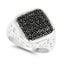 Anillo de Compromiso de Diamante Negro Genuino de 0.54 Quilates en Plata de Ley