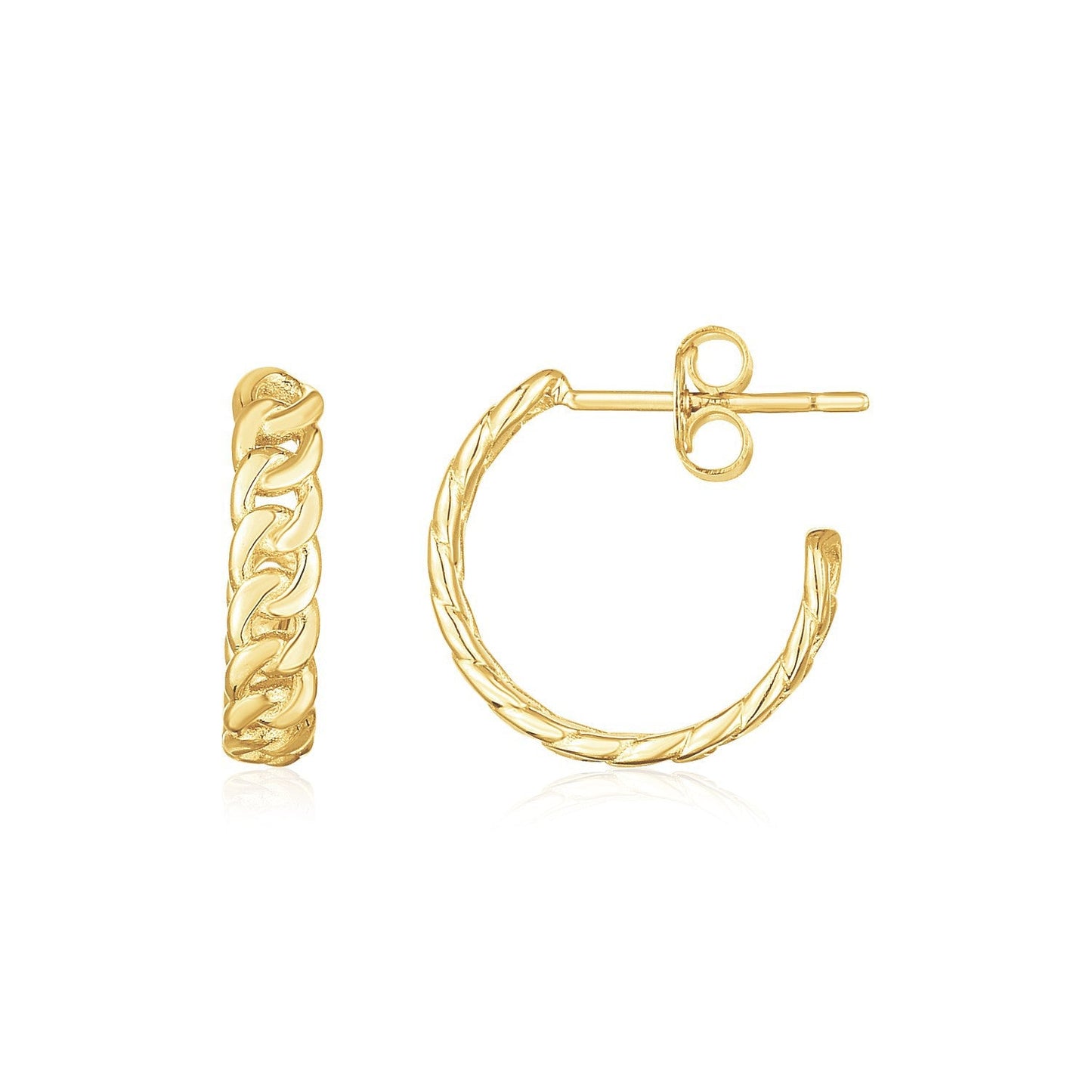 Boucles d'oreilles créoles en chaîne incurvée en or jaune 14K