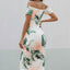 Robe midi charmante à épaules dénudées avec fente