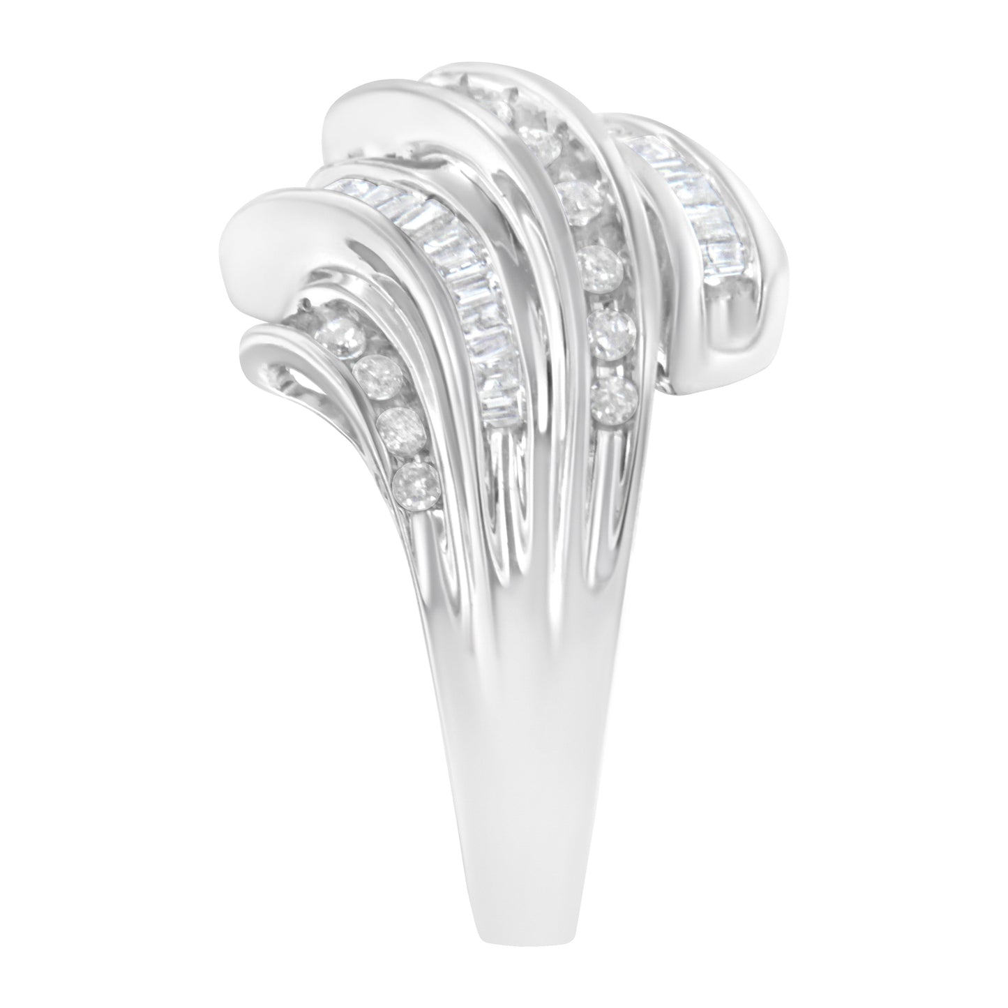 Bague de fiançailles en diamant cannelé en or blanc 10K - Taille 7