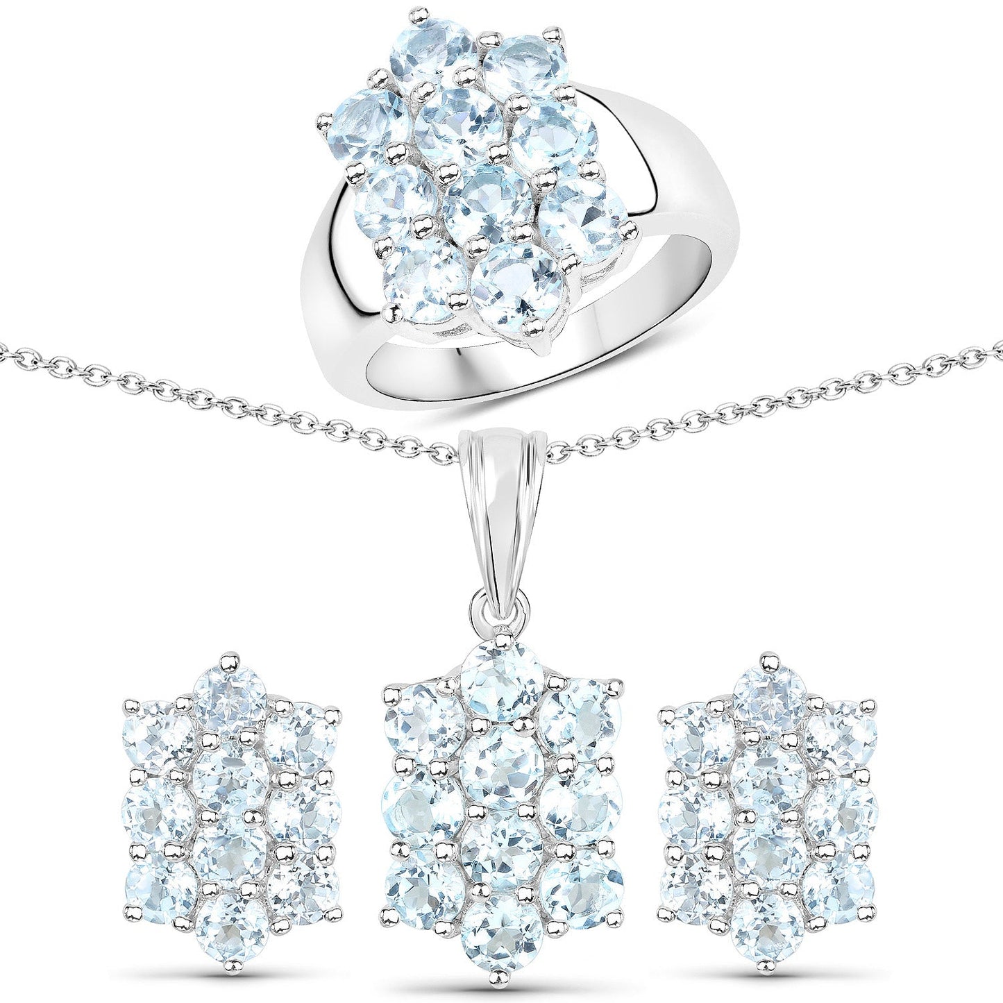 Juego de joyería de plata esterlina con topacio azul genuino de 8.80 quilates