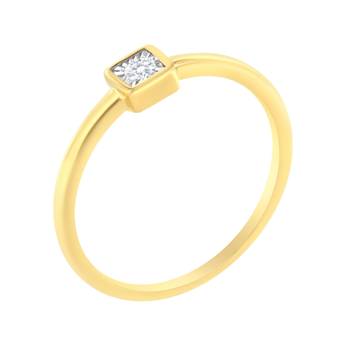 14K Yellow Gold Plated Sterling Silver Miracle Set Diamond Promise Ring - Size 6