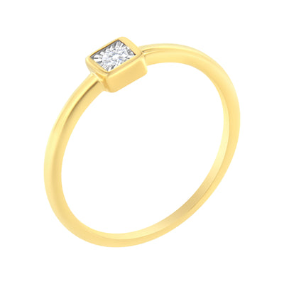 14K Yellow Gold Plated Sterling Silver Miracle Set Diamond Promise Ring - Size 6
