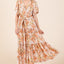 Vestido de Verano Floral con Cintura Ajustable y Mangas de Volante en Capas