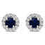 Pendientes de aro de zafiro azul y diamante en oro blanco de 10 quilates
