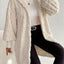 Beige Long Sleeve Fuzzy Hooded Jacket - Cozy Outerwear