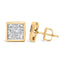 Pendientes de Stud de Diamante Compuesto de Corte Princesa de Oro Amarillo de 14K