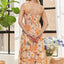Robe Midi à Bretelles Ajustables à Imprimé Floral pour Femmes