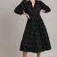 Elegant Plus Size Black Midi Dress with Dotted Texture for Women - Korvel