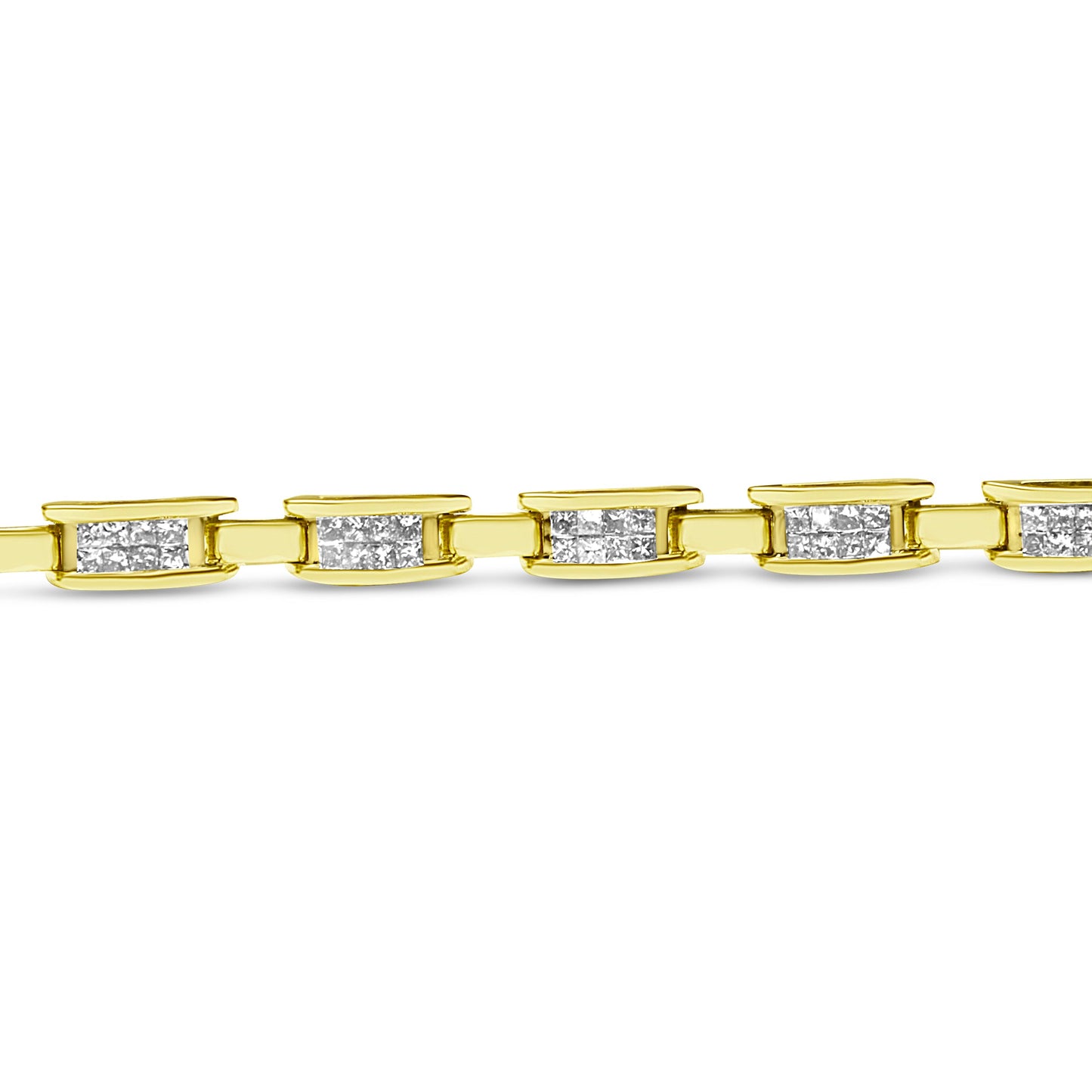 Pulsera de Enlace de Amor con Diamantes de Corte Princesa en Oro Amarillo de 14K