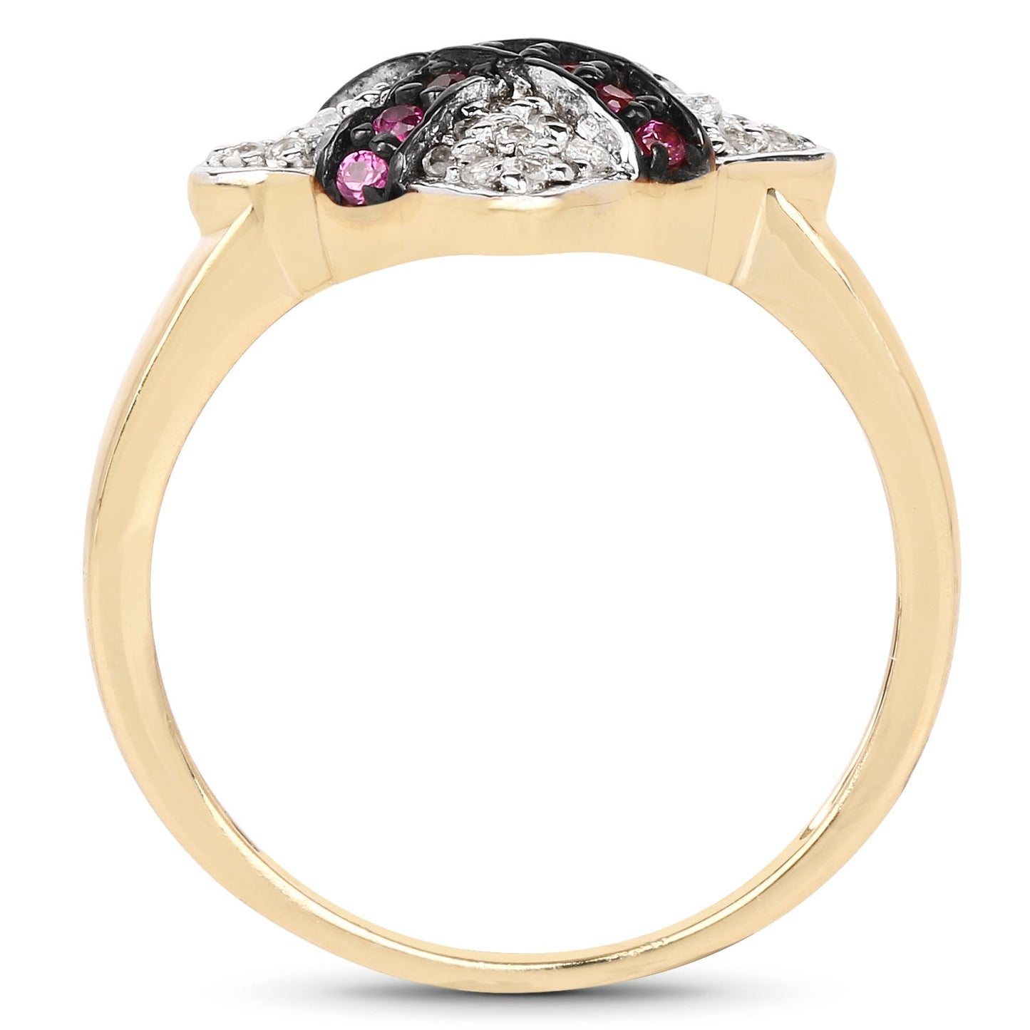 Bague de fiançailles en or jaune 14K plaqué rubis et zircon cubique blanc