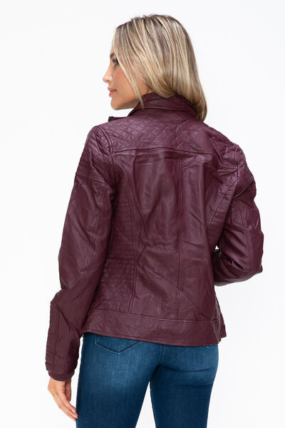 Veste à couches à double fermeture éclair pour femmes, chaude et élégante, avec capuche en fausse fo