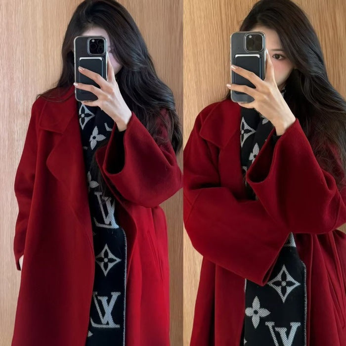 Manteau en Laine Élégant pour Femmes avec Doublure en Duvet - Vêtement d'Extérieur Long