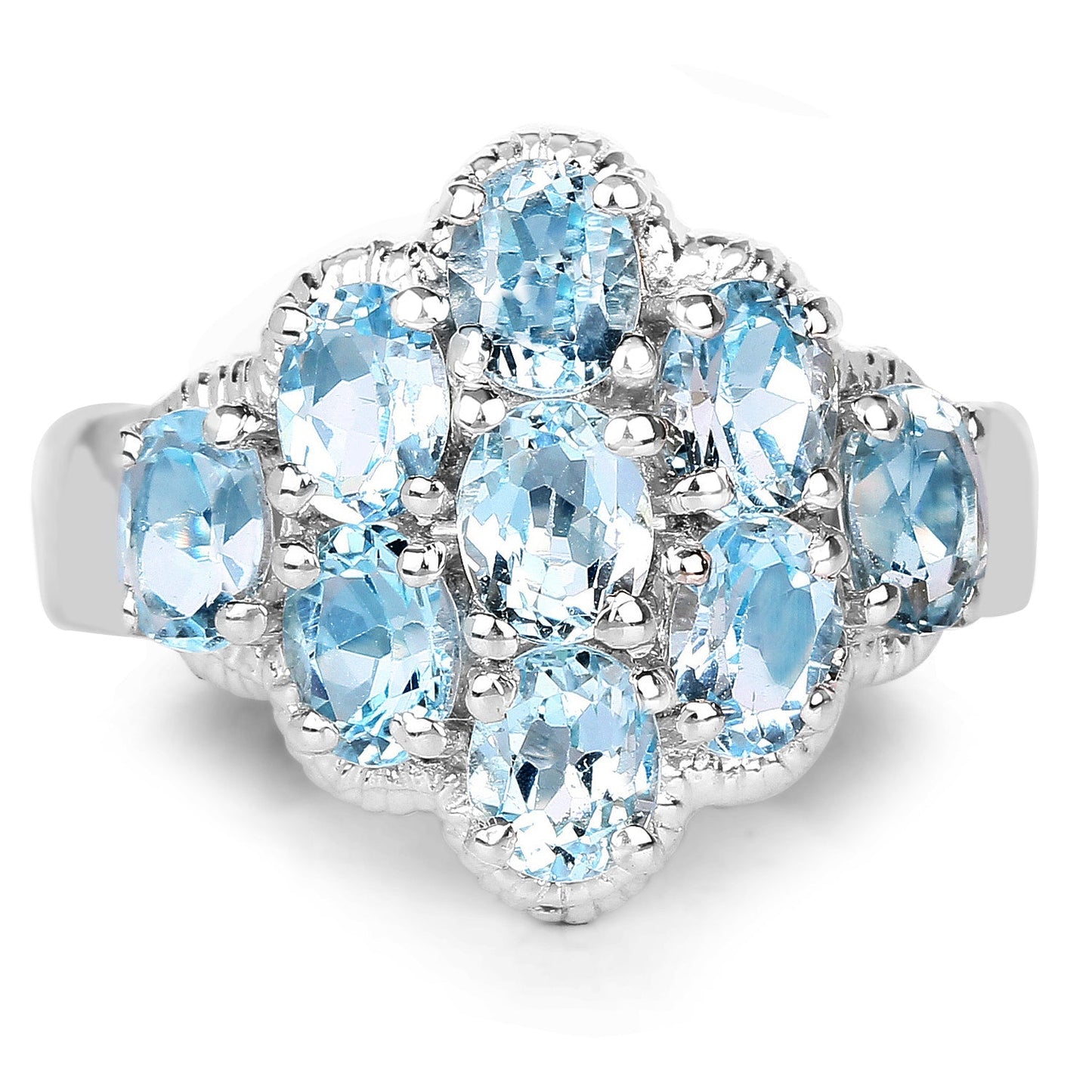Anillo de Compromiso de Plata Esterlina con Topacio Azul Genuino de 3.24 Quilates