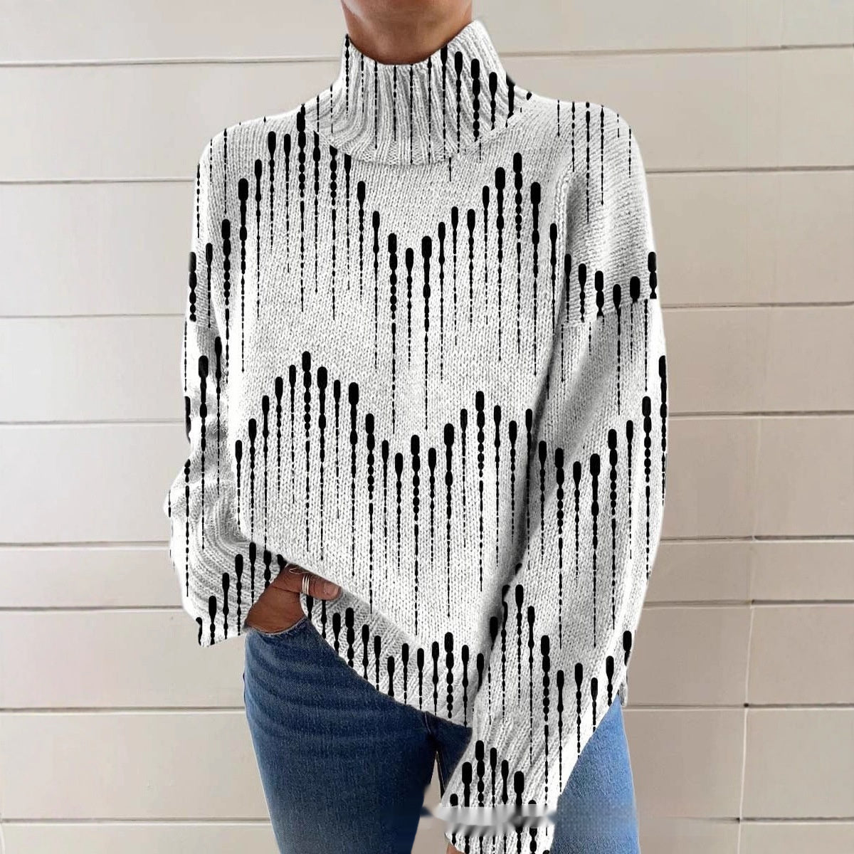 Elegant Christmas Abstract Print Cardigan for Women