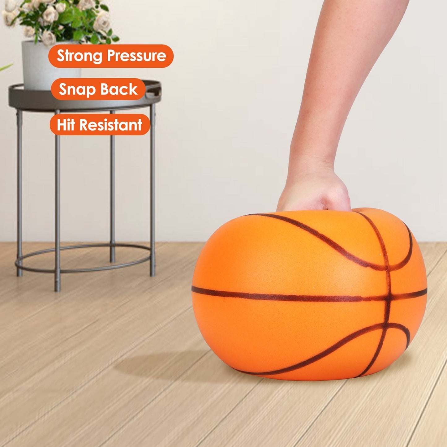 Balón de baloncesto silencioso con aro - Balón de entrenamiento de bajo ruido para interiores