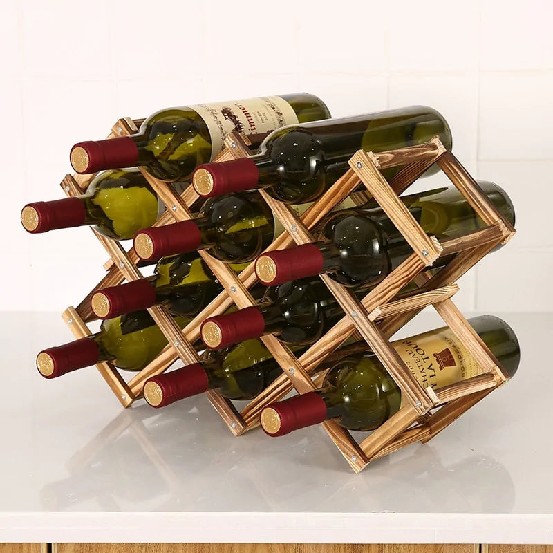 Elegante soporte de vino de madera para un almacenamiento con estilo