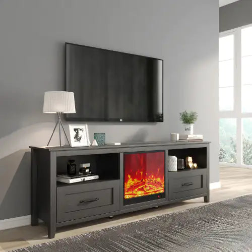 Soporte de TV negro premium de 70.08 pulgadas con almacenamiento para sala de estar