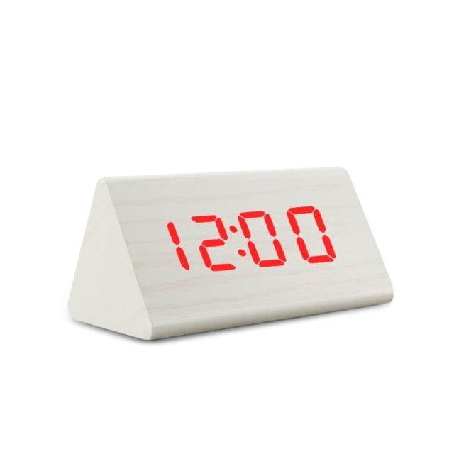 Elegant LED Wooden Alarm Clock with Temperature & Humidity Display - Korvel