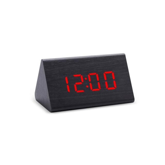 Elegant LED Wooden Alarm Clock with Temperature & Humidity Display - Korvel