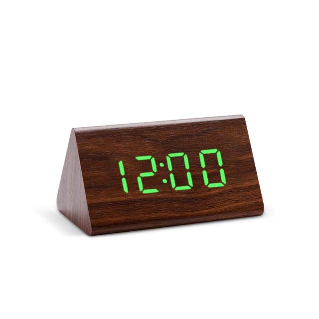 Elegant LED Wooden Alarm Clock with Temperature & Humidity Display - Korvel