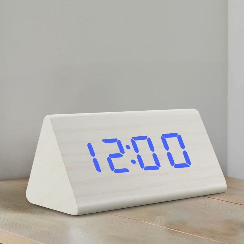 Elegant LED Wooden Alarm Clock with Temperature & Humidity Display - Korvel