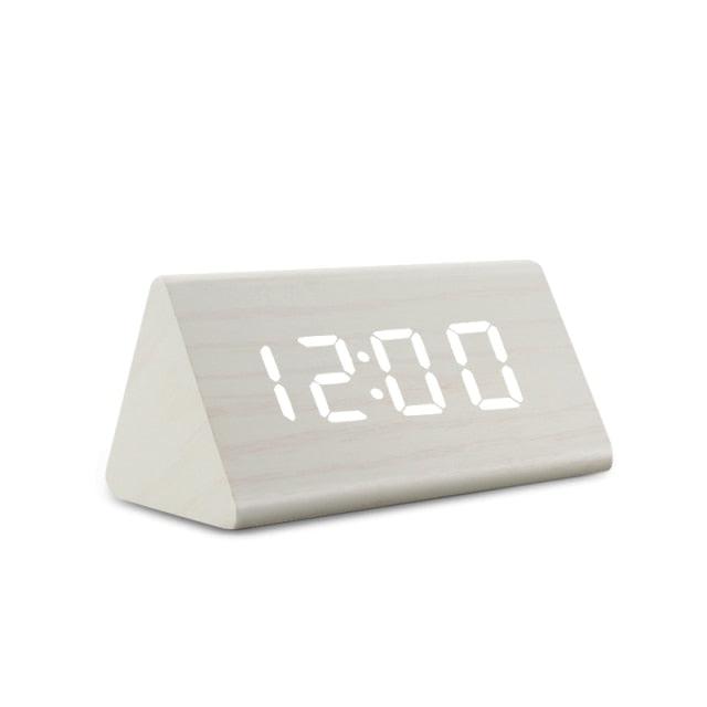 Elegant LED Wooden Alarm Clock with Temperature & Humidity Display - Korvel