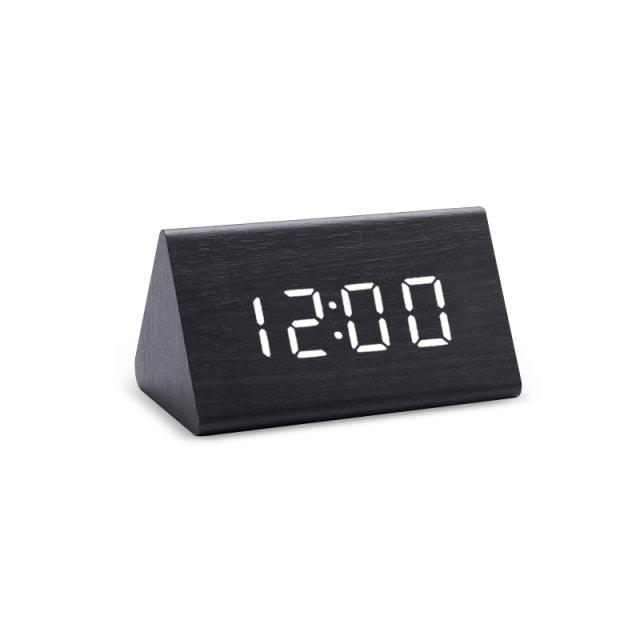 Elegant LED Wooden Alarm Clock with Temperature & Humidity Display - Korvel