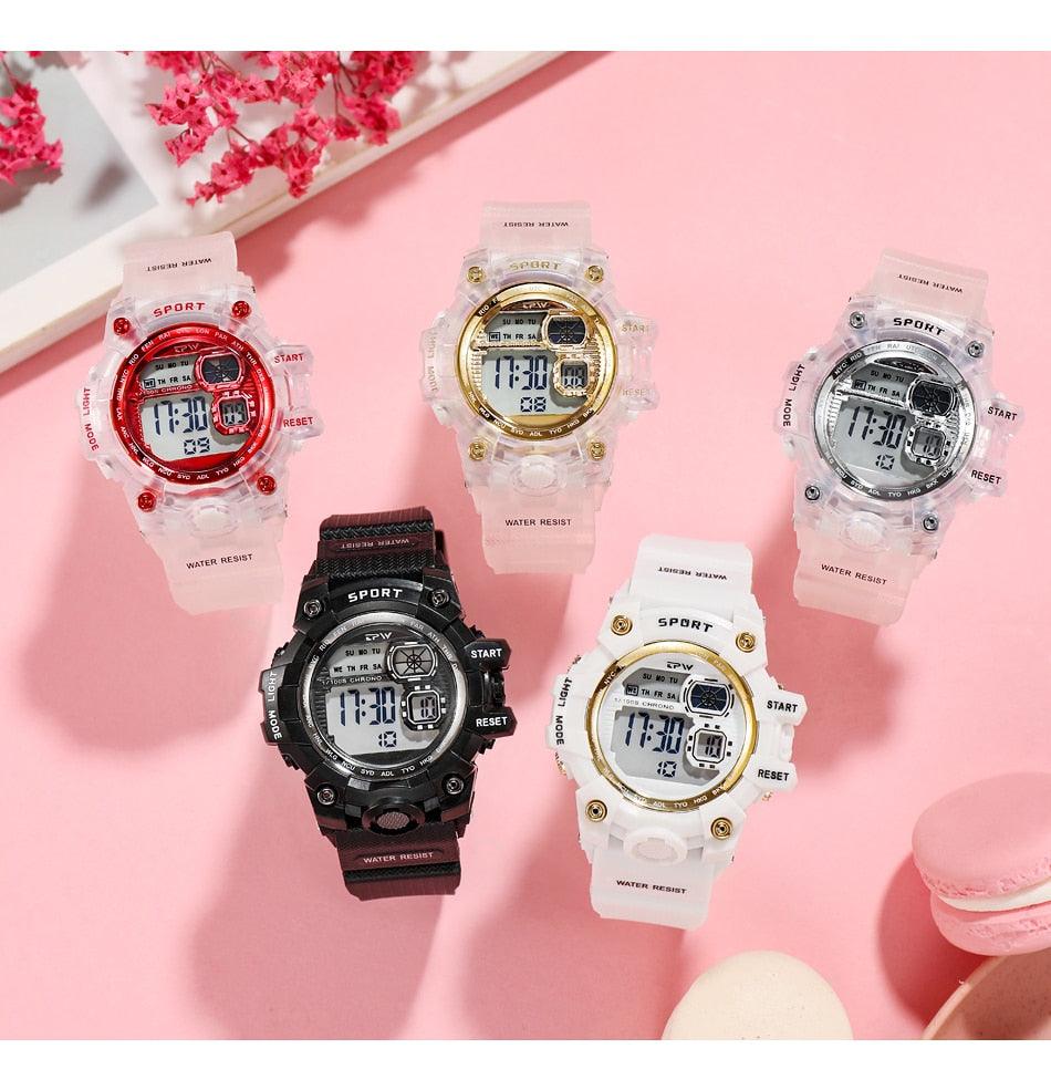 Montre numérique élégante pour femmes et étudiantes