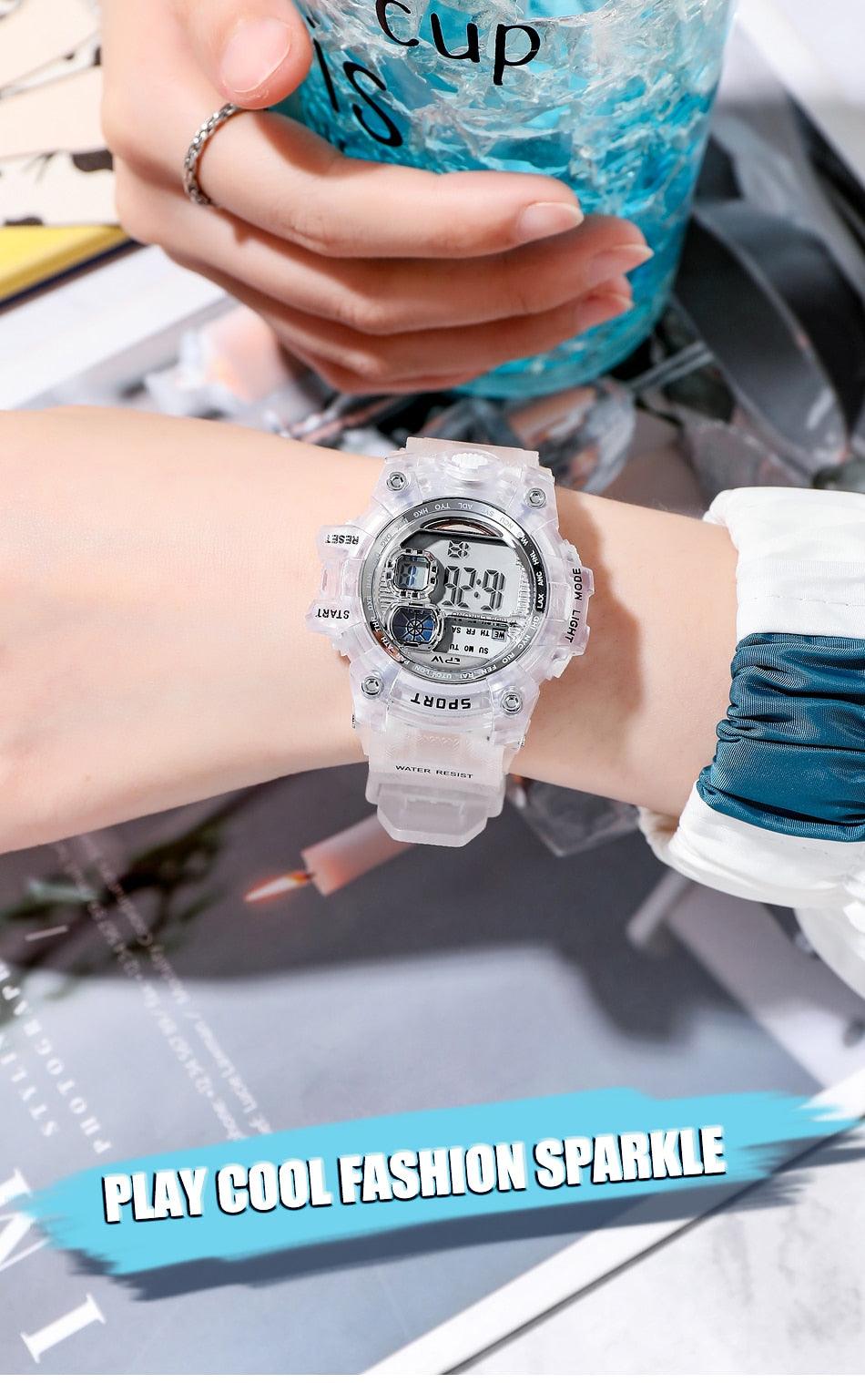 Montre numérique élégante pour femmes et étudiantes