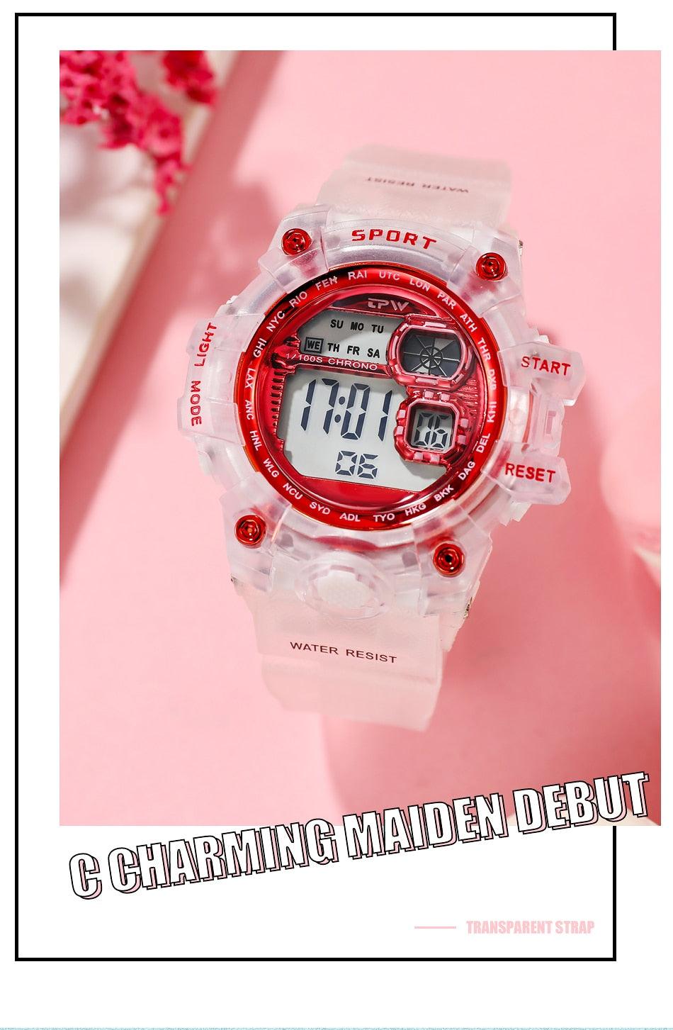 Montre numérique élégante pour femmes et étudiantes