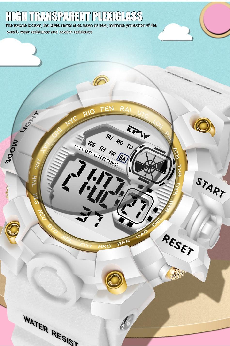Montre numérique élégante pour femmes et étudiantes