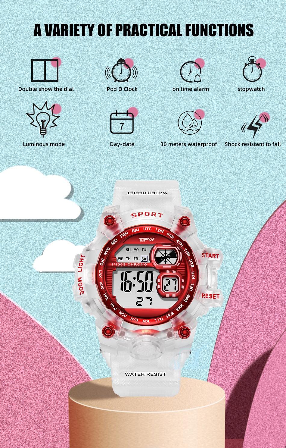 Montre numérique élégante pour femmes et étudiantes